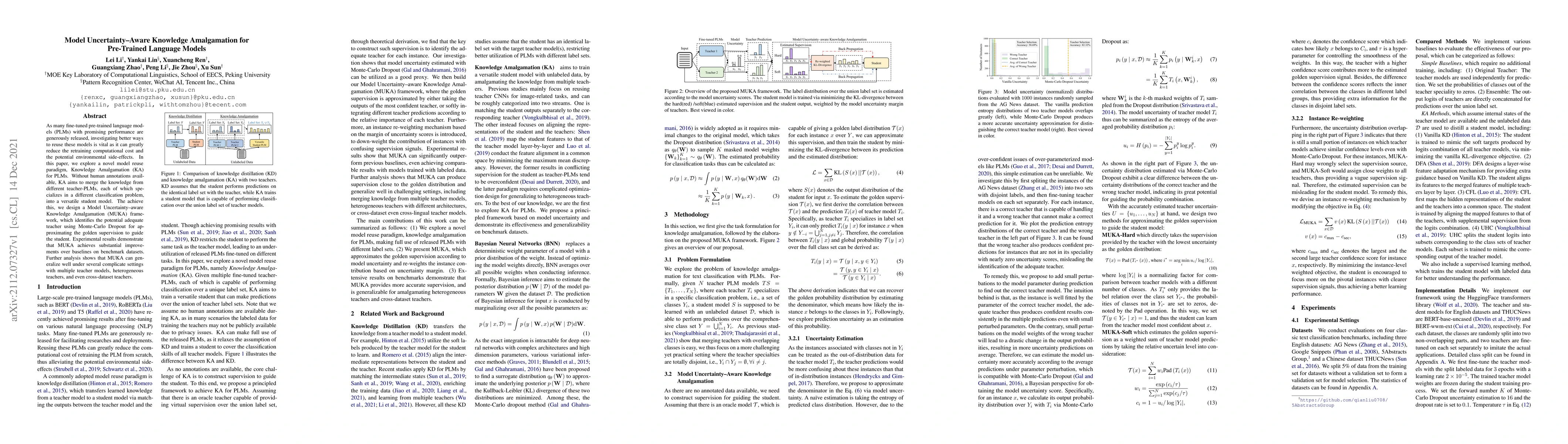 Thumbnail for Model Uncertainty-Aware Knowledge Amalgamation for Pre-Trained Language
  Models