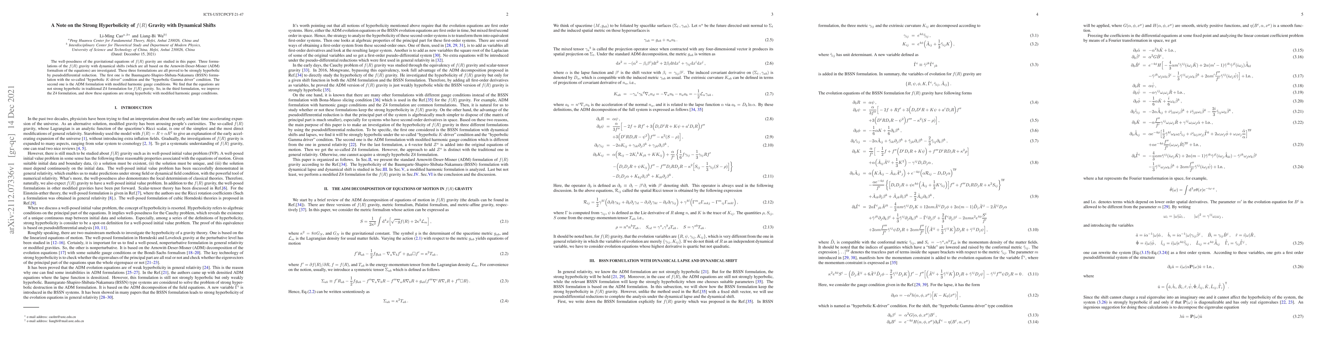 Thumbnail for A Note on the Strong Hyperbolicity of $f(R)$ Gravity with Dynamical
  Shifts