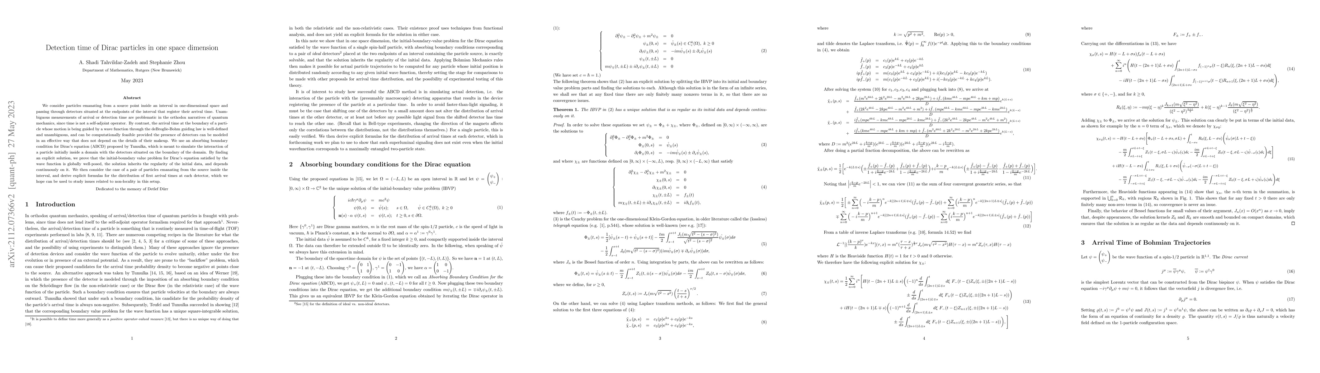 Thumbnail for Detection time of Dirac particles in one space dimension