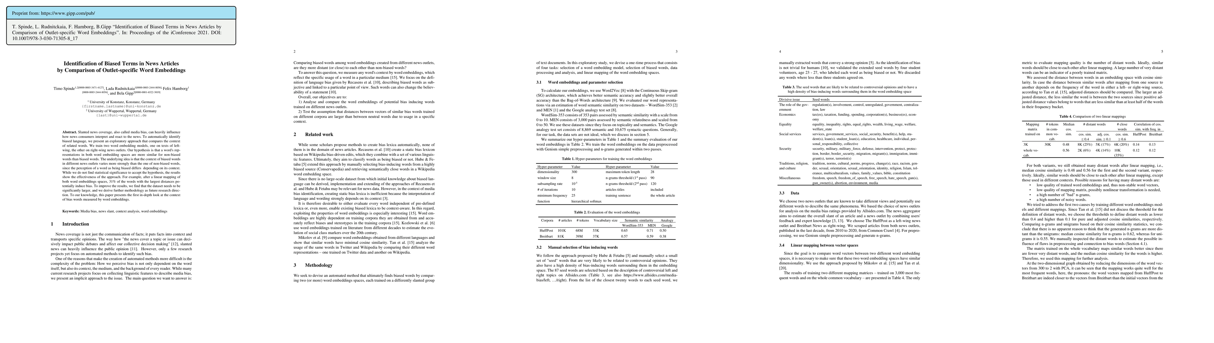 Thumbnail for Identification of Biased Terms in News Articles by Comparison of
  Outlet-specific Word Embeddings