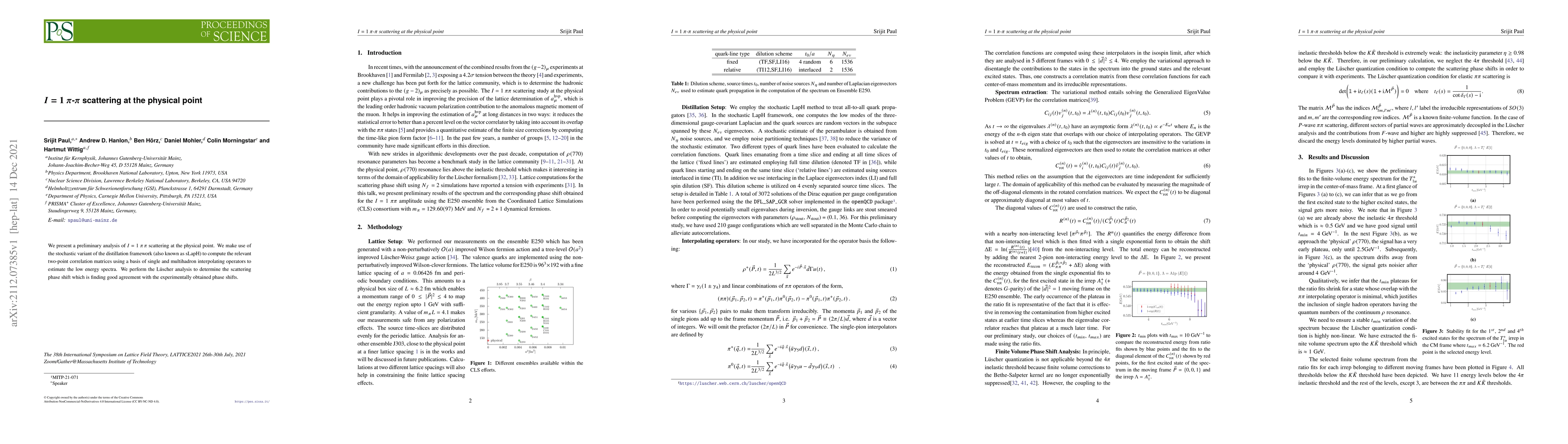 Thumbnail for $I=1$ $\pi$-$\pi$ scattering at the physical point