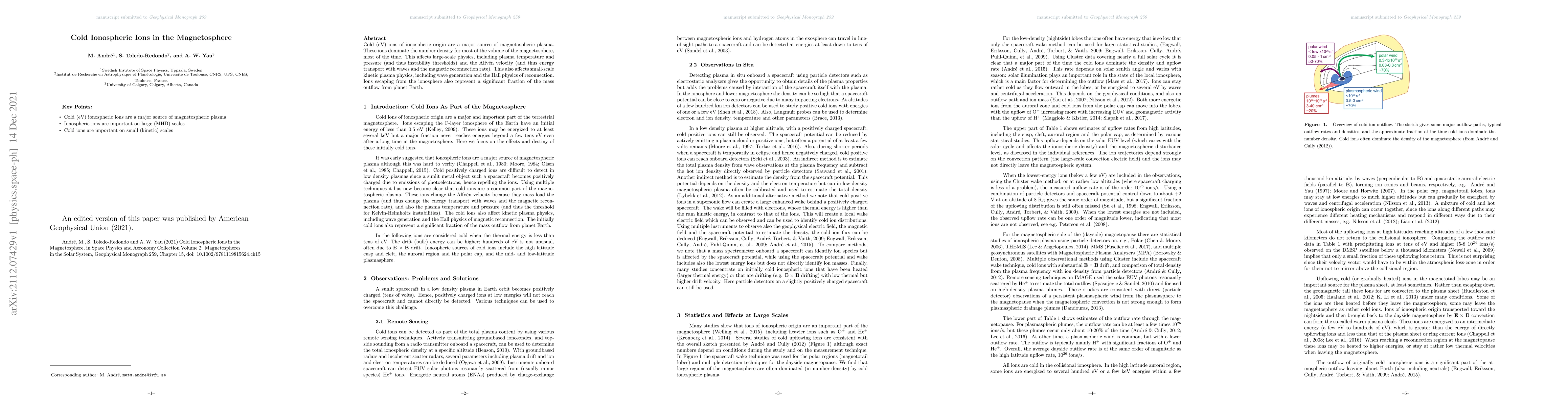Thumbnail for Cold ionospheric ions in the magnetosphere