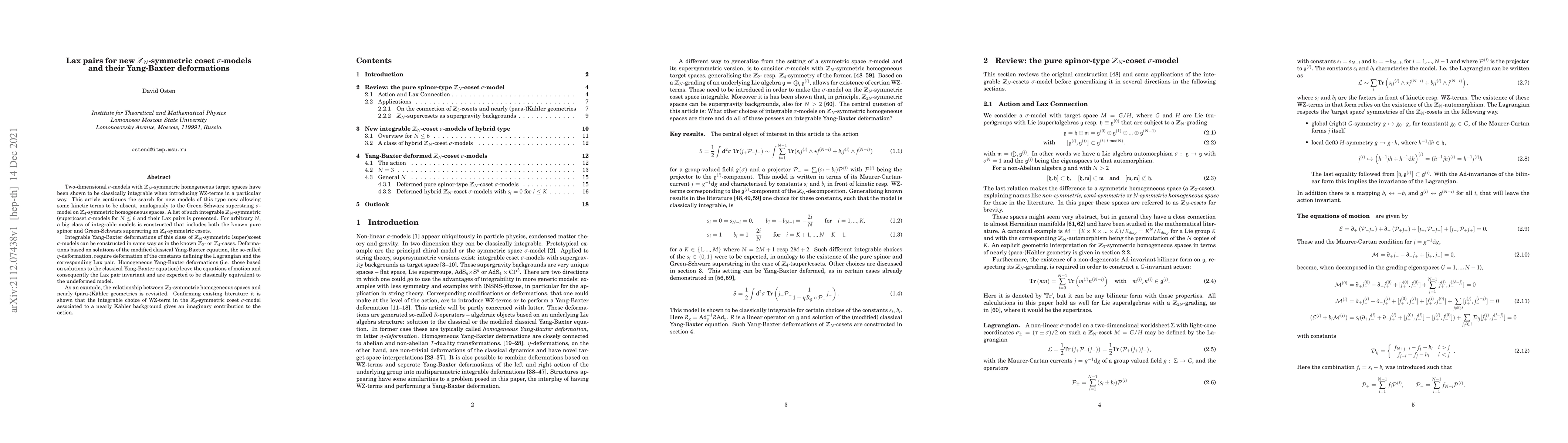 Thumbnail for Lax pairs for new $\mathbb{Z}_N$-symmetric coset $\sigma$-models and
  their Yang-Baxter deformations