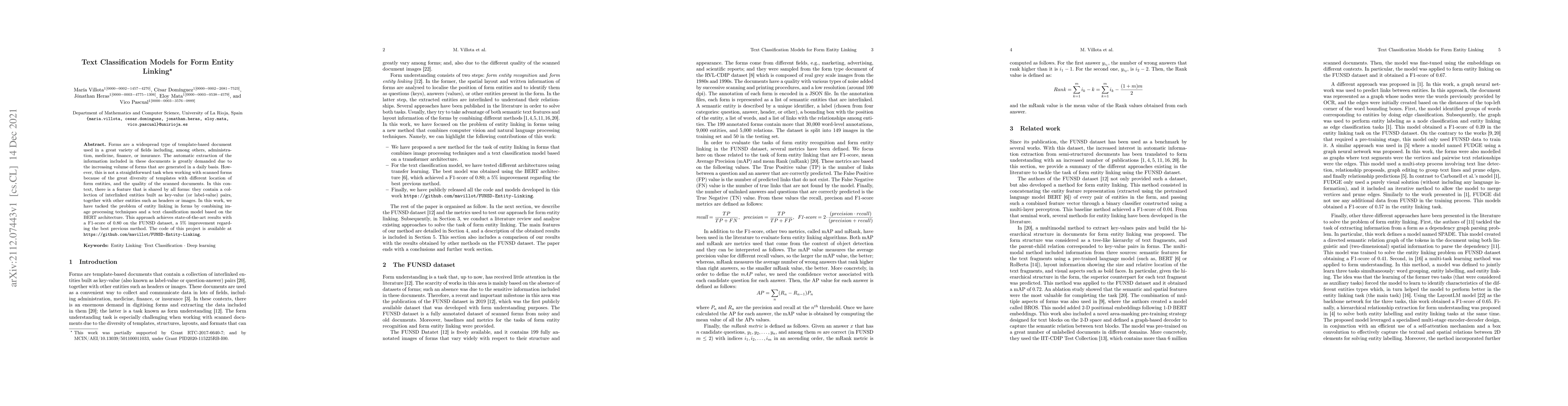 Thumbnail for Text Classification Models for Form Entity Linking