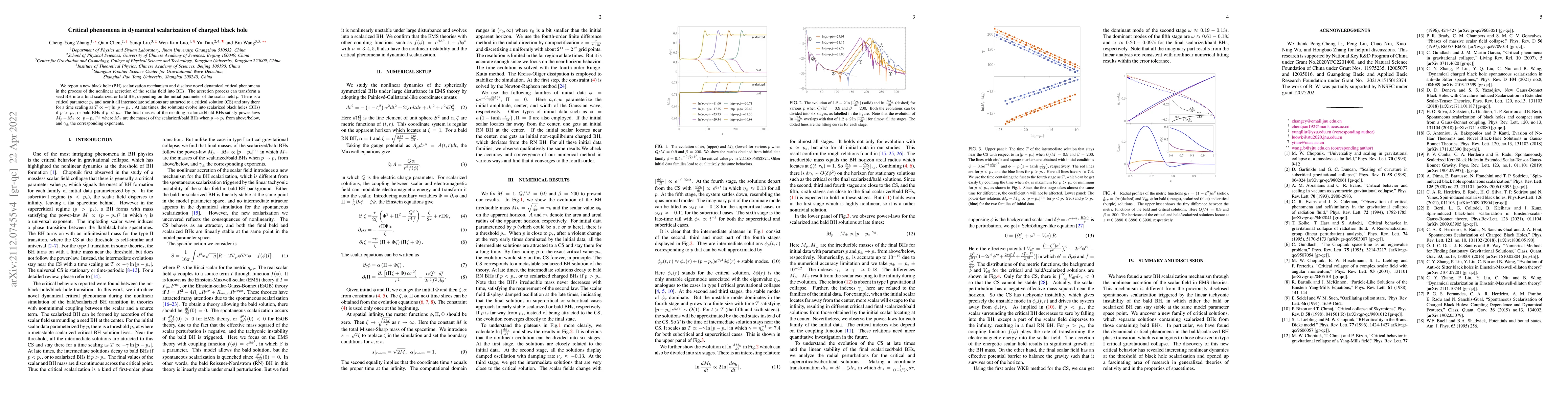 Thumbnail for Critical phenomena in dynamical scalarization of charged black hole