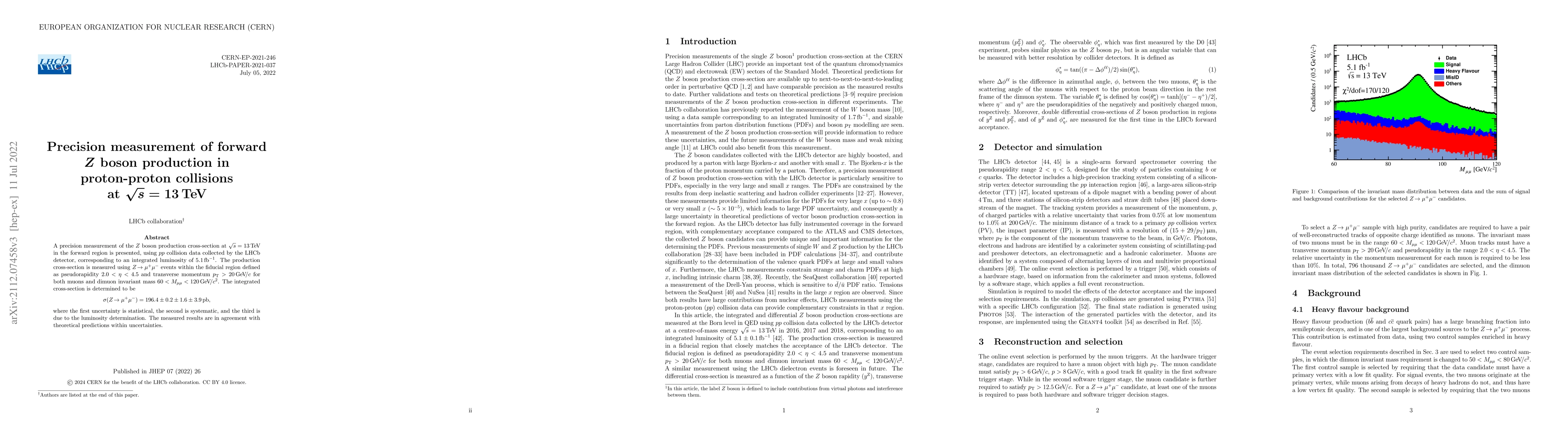 Thumbnail for Precision measurement of forward $Z$ boson production in proton-proton
  collisions at $\sqrt{s} = 13$ TeV