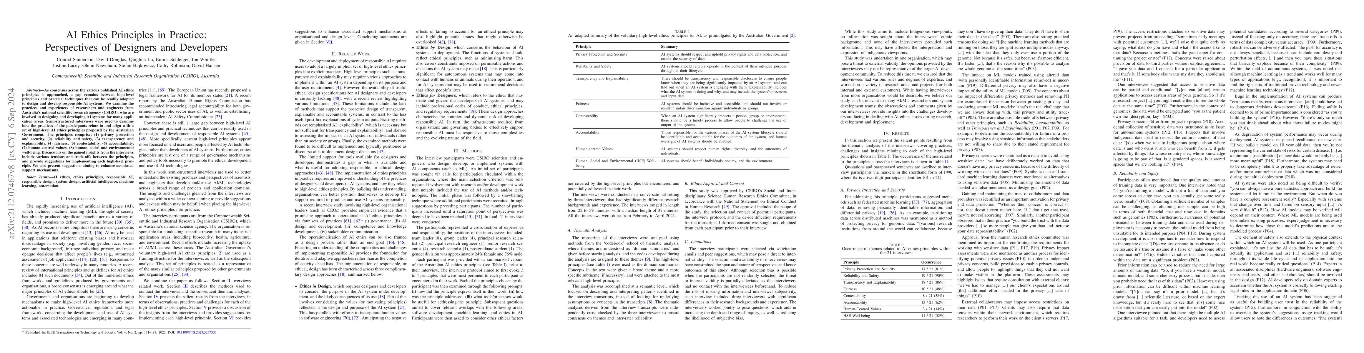 Thumbnail for AI Ethics Principles in Practice: Perspectives of Designers and
  Developers