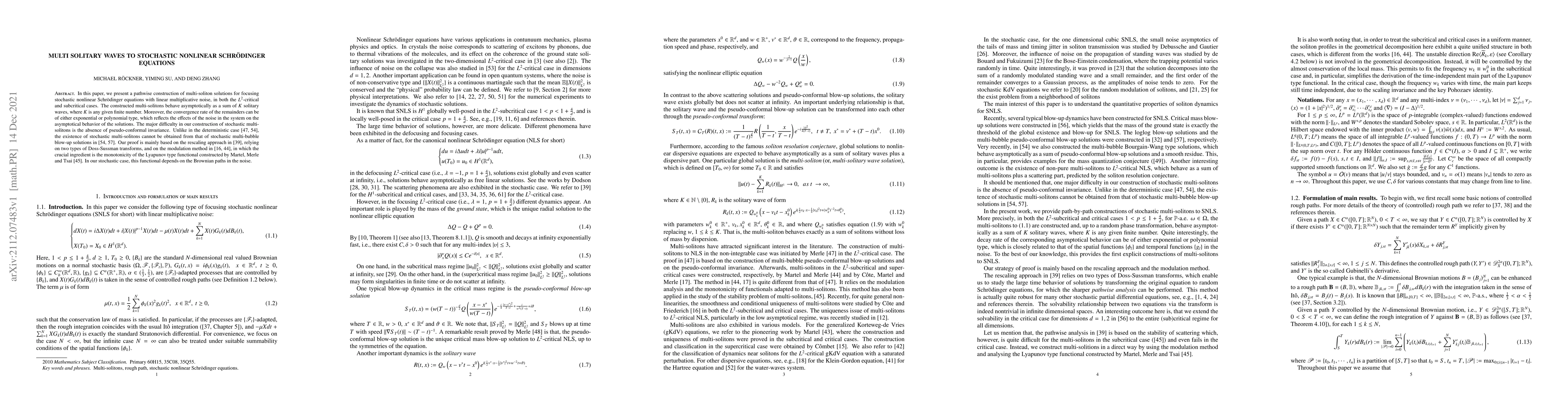 Thumbnail for Multi solitary waves to stochastic nonlinear Schr\"odinger equations