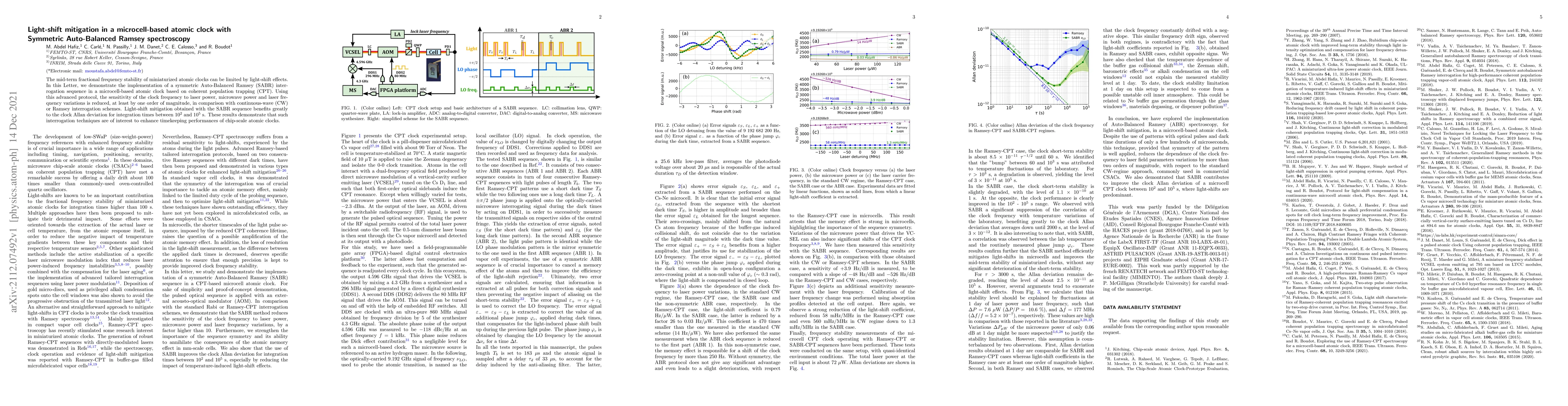 Thumbnail for Light-shift mitigation in a microcell-based atomic clock with Symmetric
  Auto-Balanced Ramsey spectroscopy