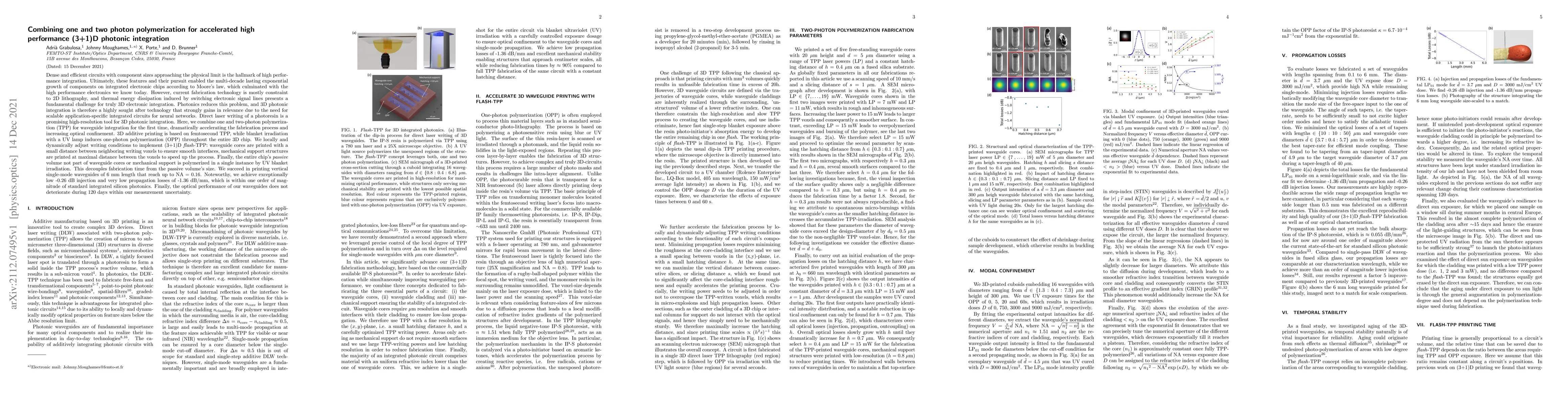 Thumbnail for Combining one and two photon polymerization for accelerated high
  performance (3+1)D photonic integration