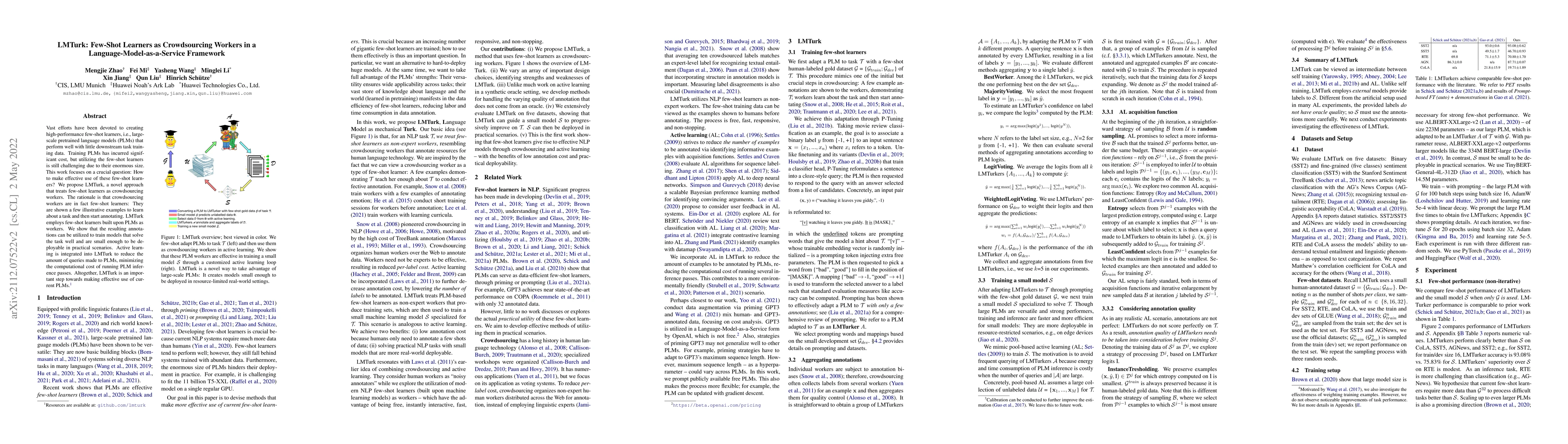 Thumbnail for LMTurk: Few-Shot Learners as Crowdsourcing Workers in a
  Language-Model-as-a-Service Framework