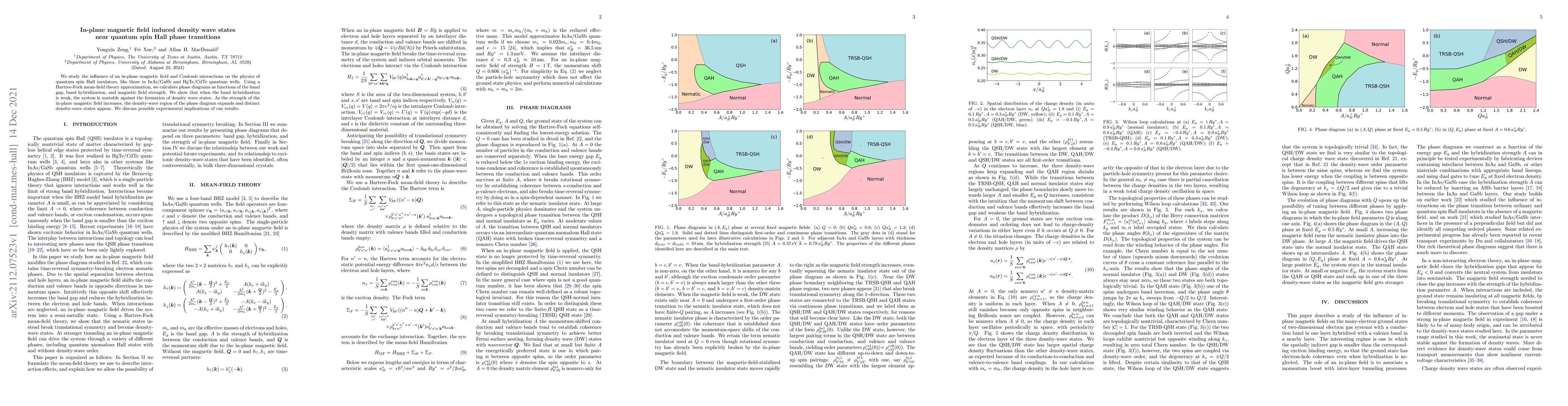 Thumbnail for In-plane magnetic field induced density wave states near quantum spin
  Hall phase transitions