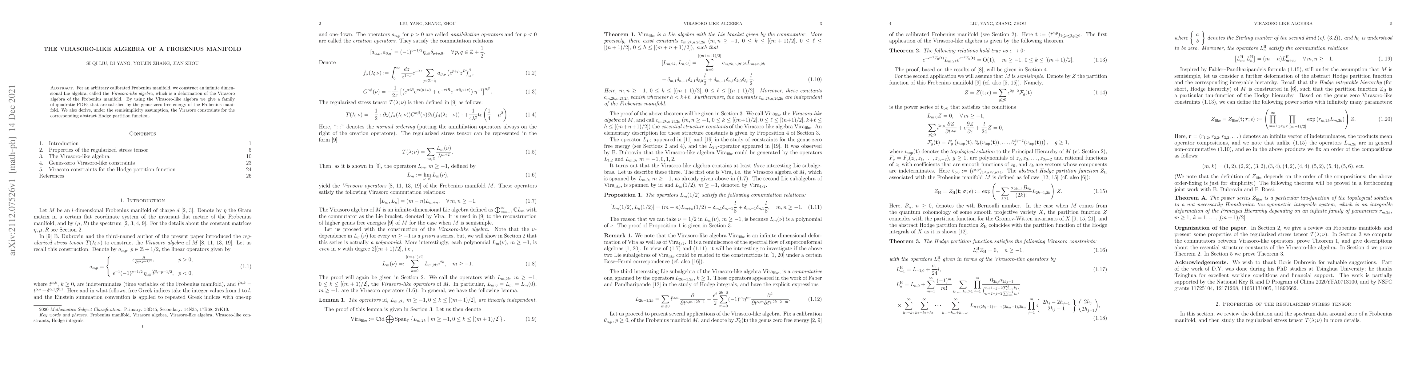 Thumbnail for The Virasoro-like Algebra of a Frobenius Manifold