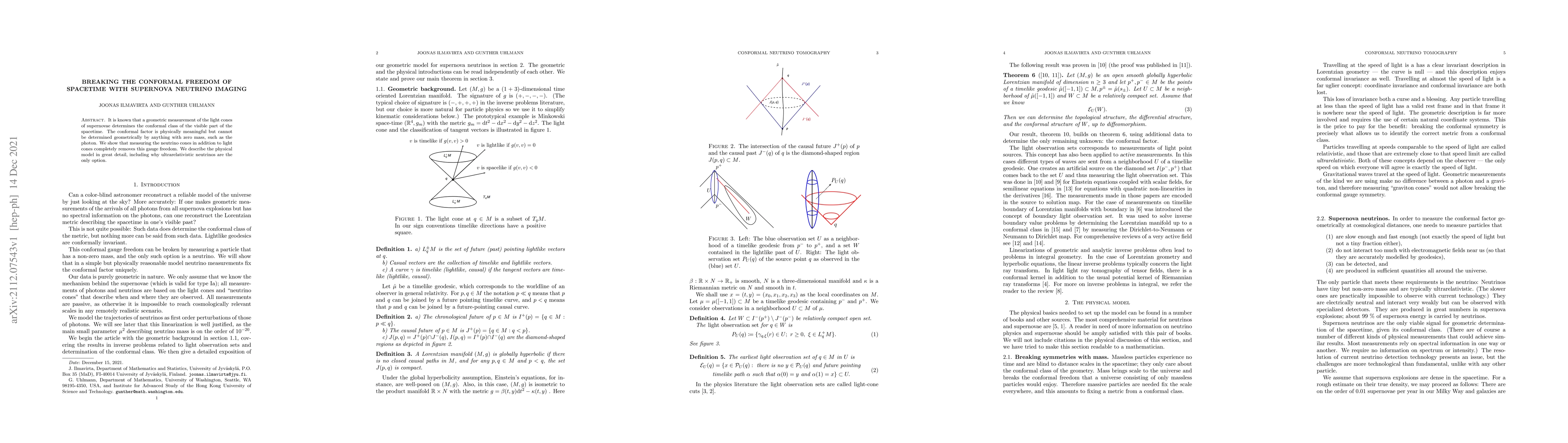 Thumbnail for Breaking the conformal freedom of spacetime with supernova neutrino
  imaging