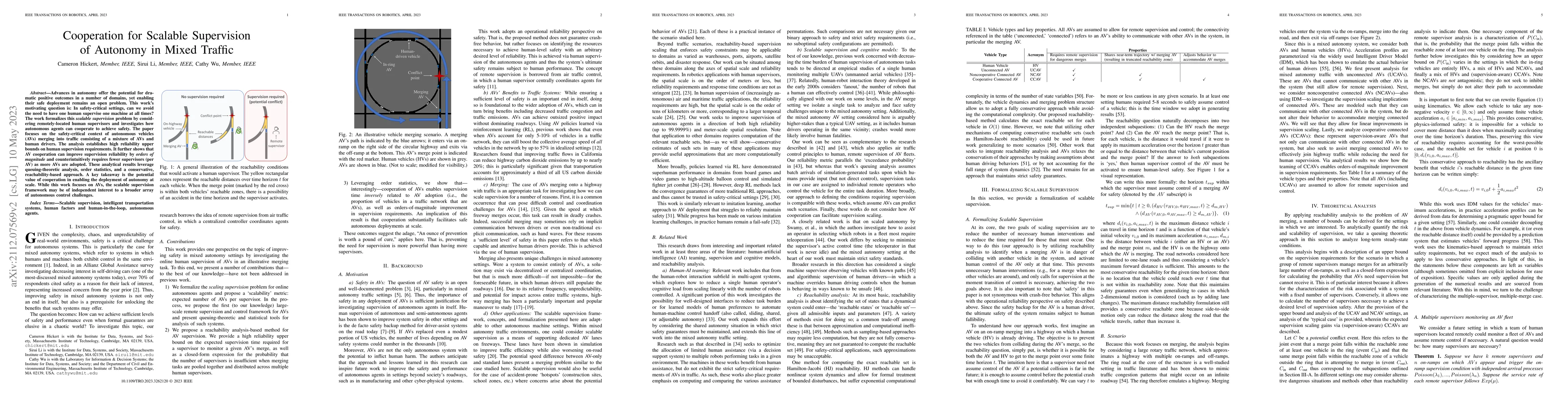 Thumbnail for Cooperation for Scalable Supervision of Autonomy in Mixed Traffic