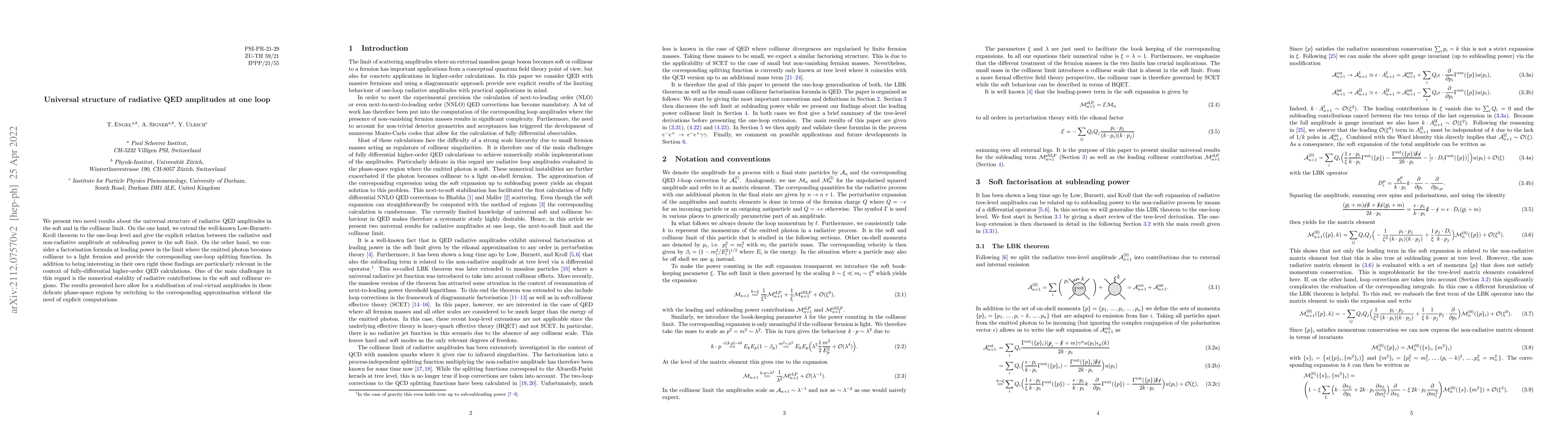 Thumbnail for Universal structure of radiative QED amplitudes at one loop