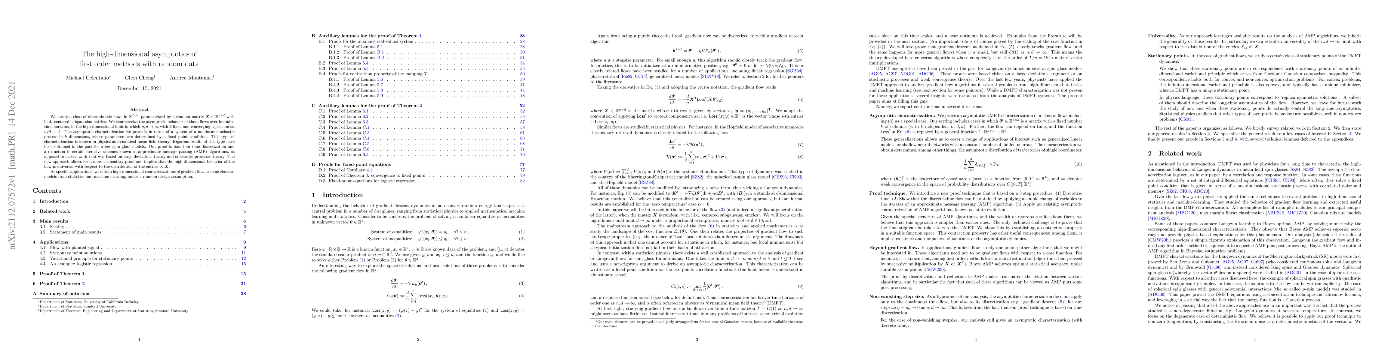 Thumbnail for The high-dimensional asymptotics of first order methods with random data