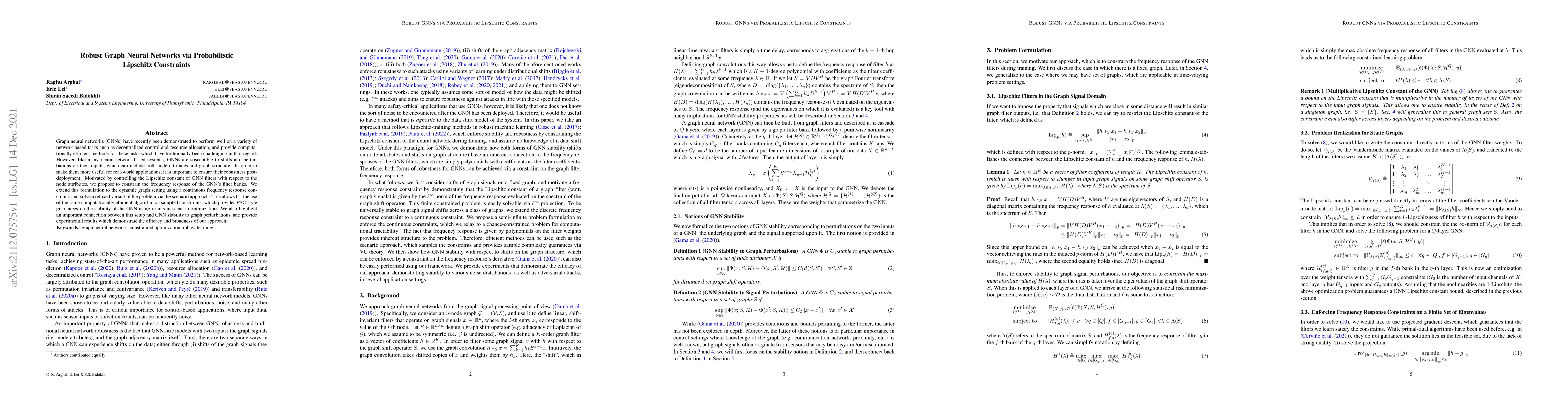 Thumbnail for Robust Graph Neural Networks via Probabilistic Lipschitz Constraints