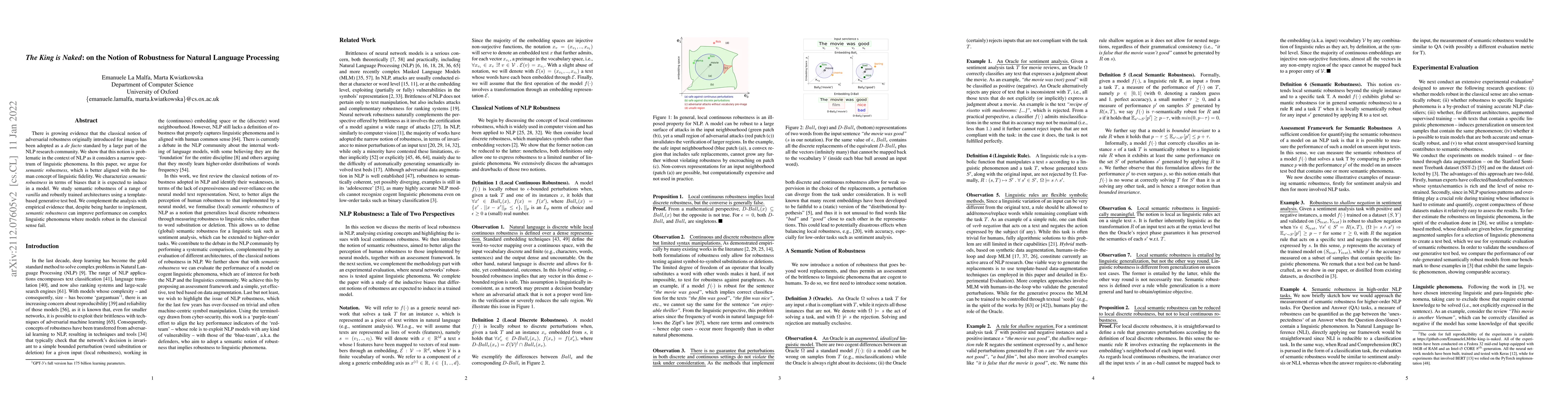 Thumbnail for The King is Naked: on the Notion of Robustness for Natural Language
  Processing