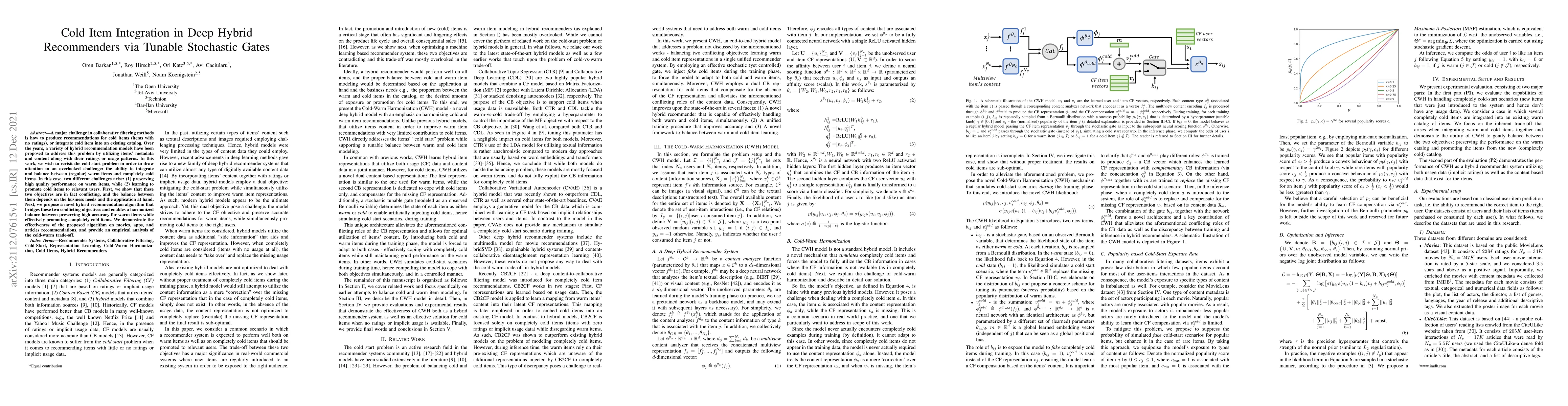 Thumbnail for Cold Item Integration in Deep Hybrid Recommenders via Tunable Stochastic
  Gates