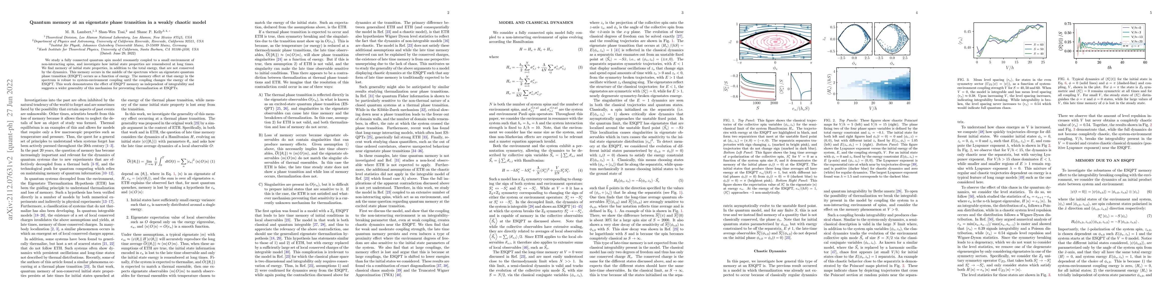 Thumbnail for Quantum memory at an eigenstate phase transition in a weakly chaotic
  model