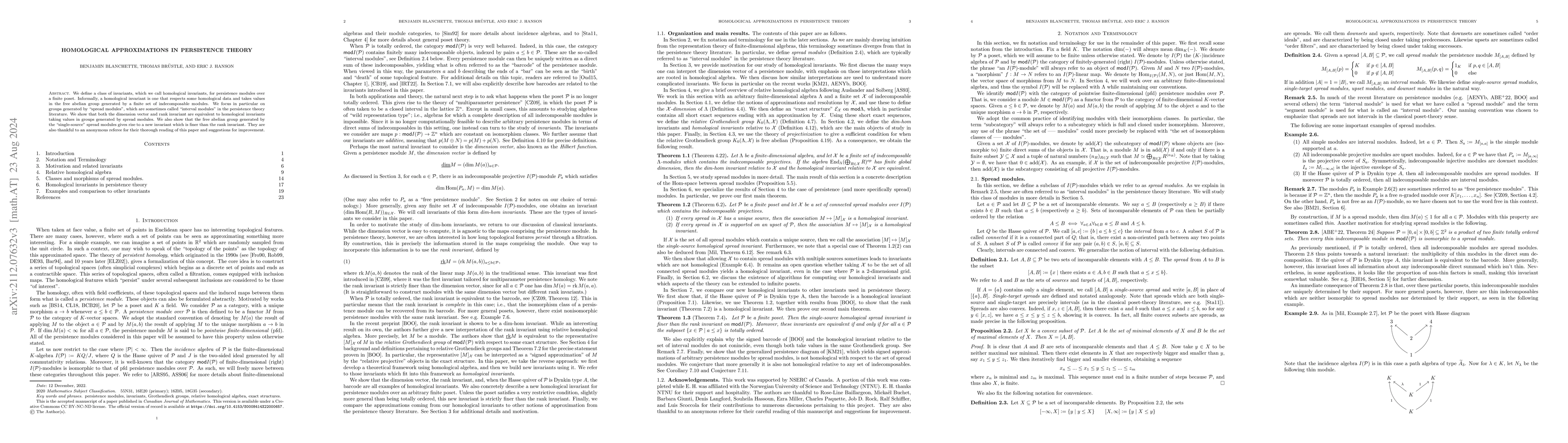 Thumbnail for Homological approximations in persistence theory