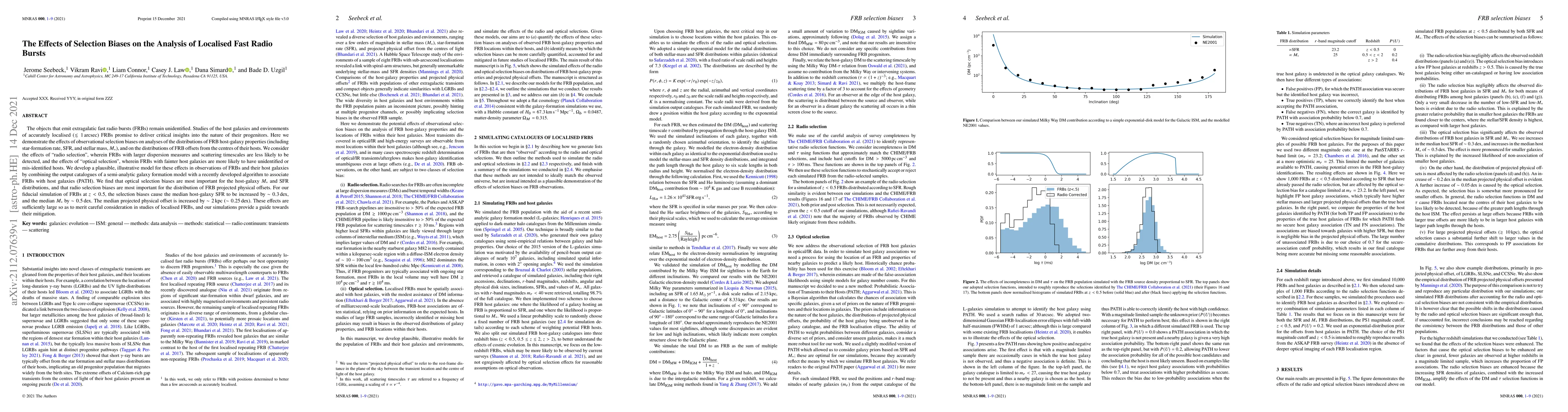 Thumbnail for The Effects of Selection Biases on the Analysis of Localised Fast Radio
  Bursts