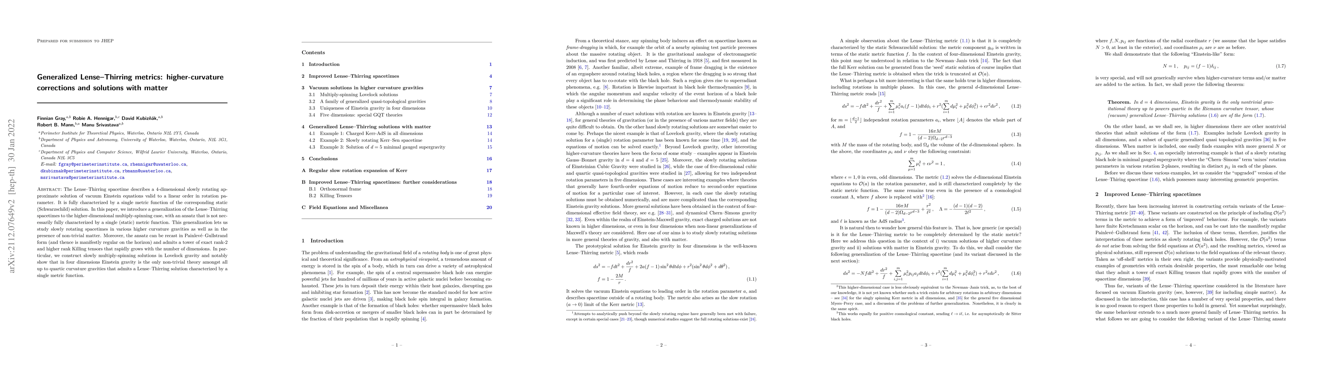 Thumbnail for Generalized Lense--Thirring metrics: higher-curvature corrections and
  solutions with matter