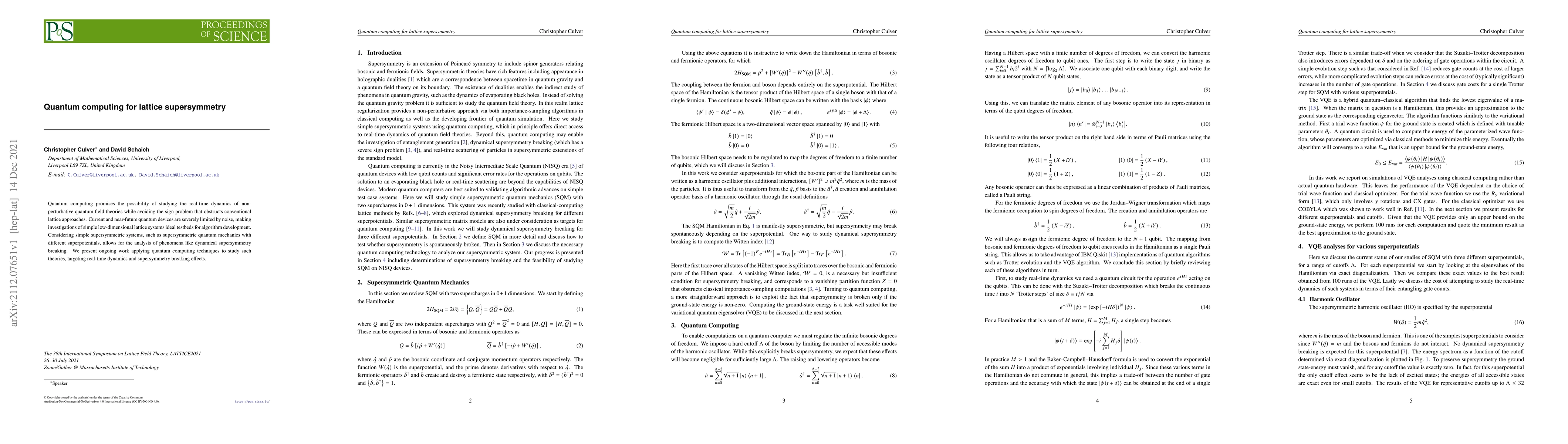 Thumbnail for Quantum computing for lattice supersymmetry
