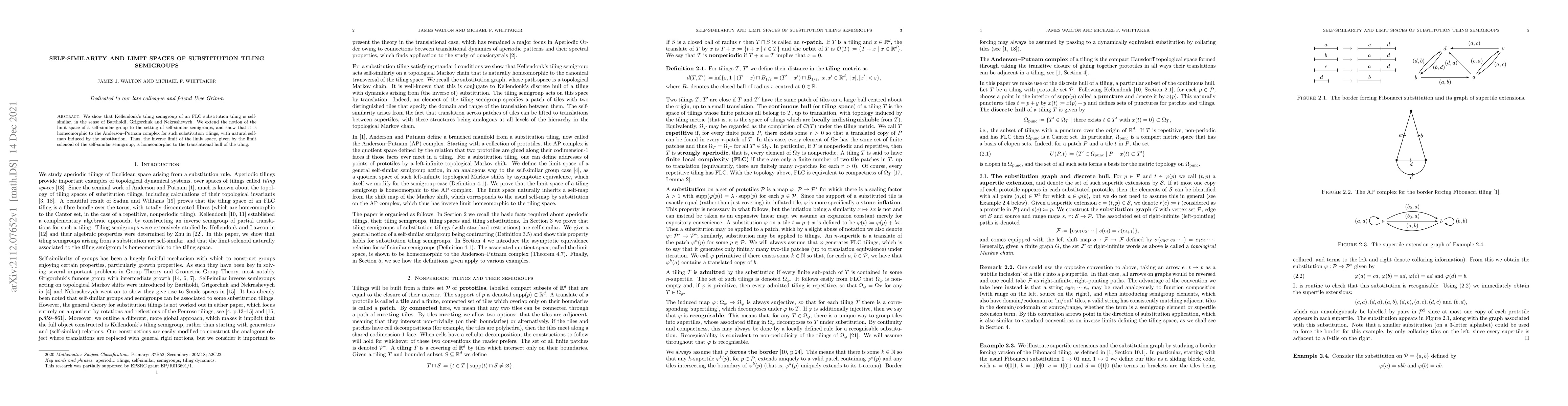 Thumbnail for Self-similarity and limit spaces of substitution tiling semigroups