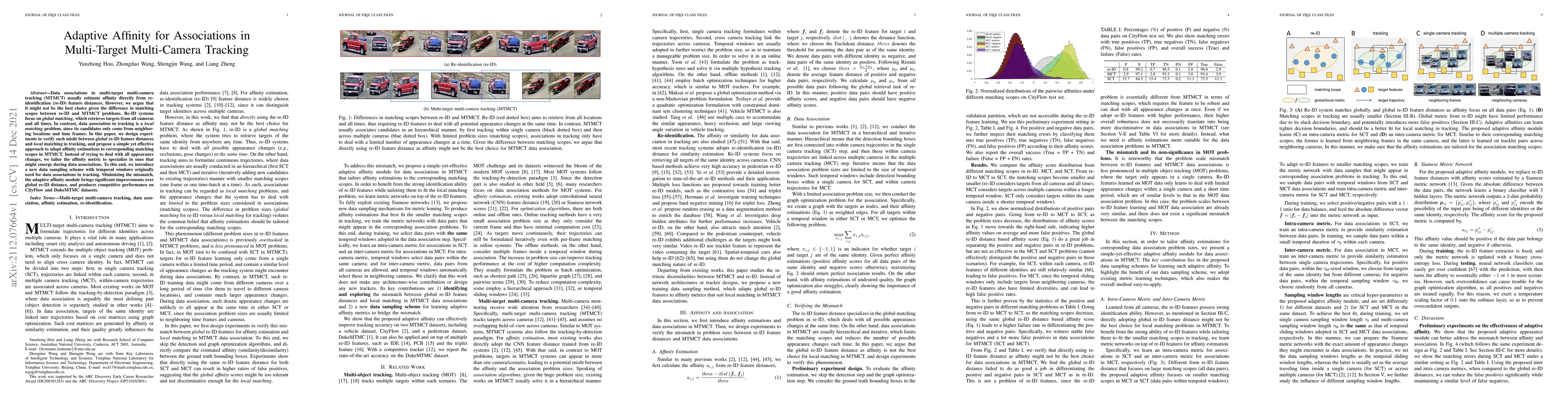 Thumbnail for Adaptive Affinity for Associations in Multi-Target Multi-Camera Tracking
