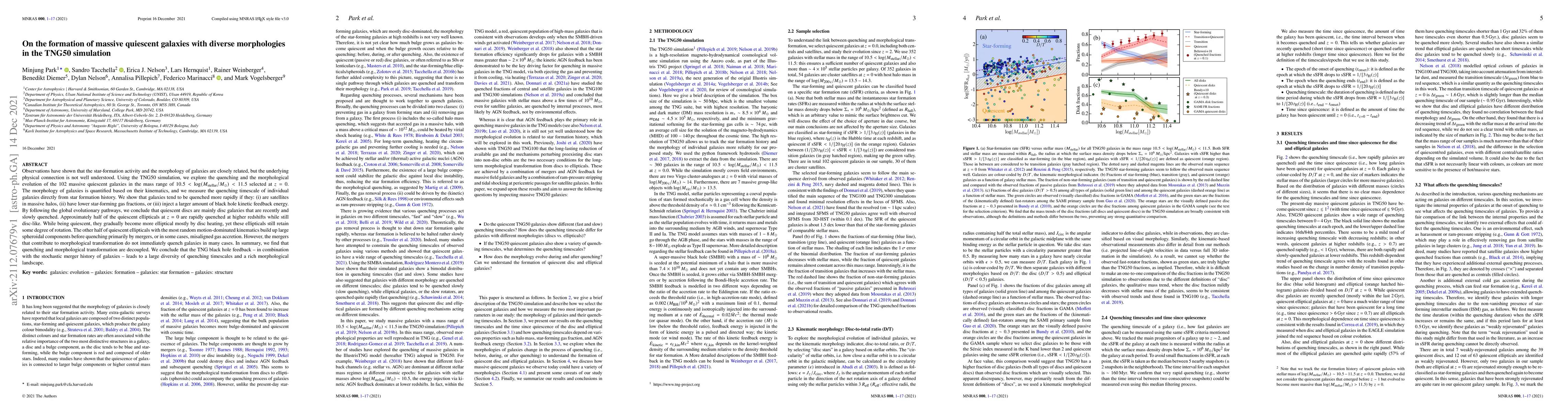 Thumbnail for On the formation of massive quiescent galaxies with diverse morphologies
  in the TNG50 simulation