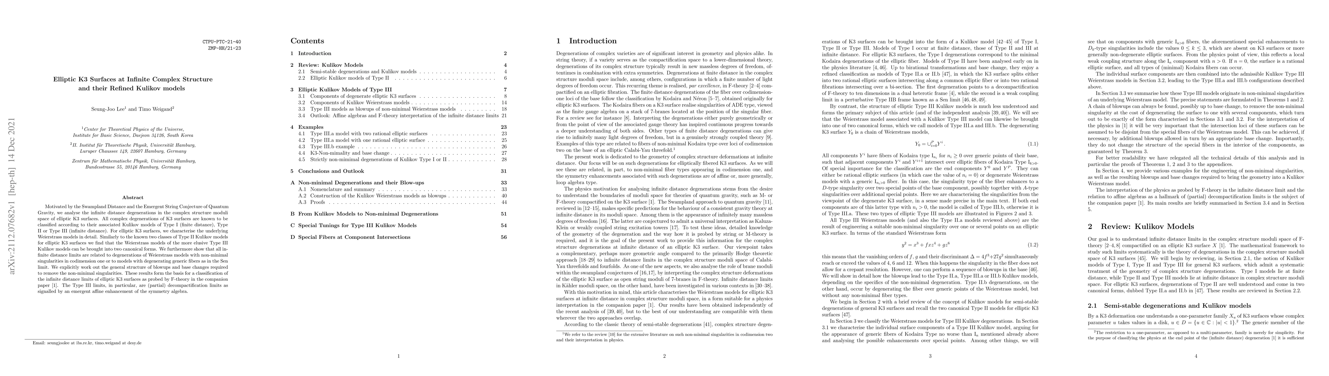 Thumbnail for Elliptic K3 Surfaces at Infinite Complex Structure and their Refined
  Kulikov models