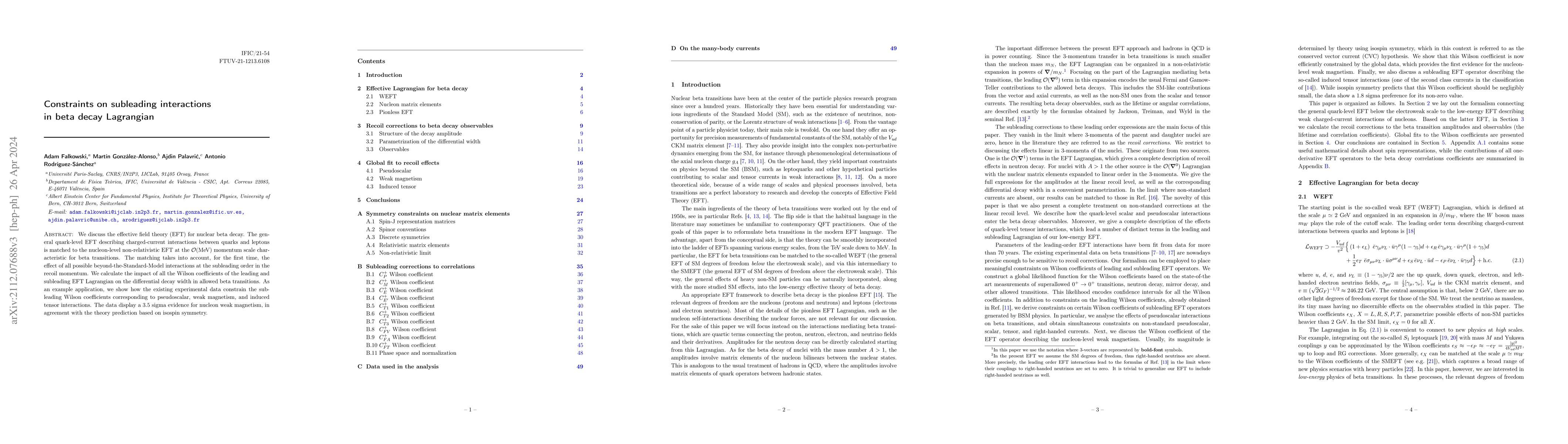 Thumbnail for Constraints on subleading interactions in beta decay Lagrangian