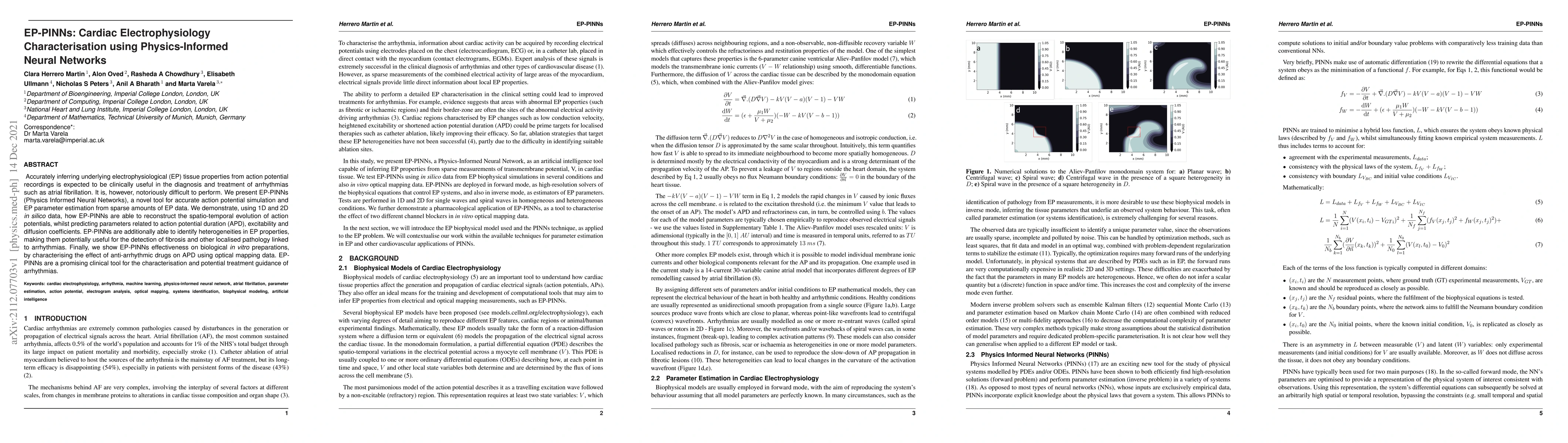 Thumbnail for EP-PINNs: Cardiac Electrophysiology Characterisation using
  Physics-Informed Neural Networks