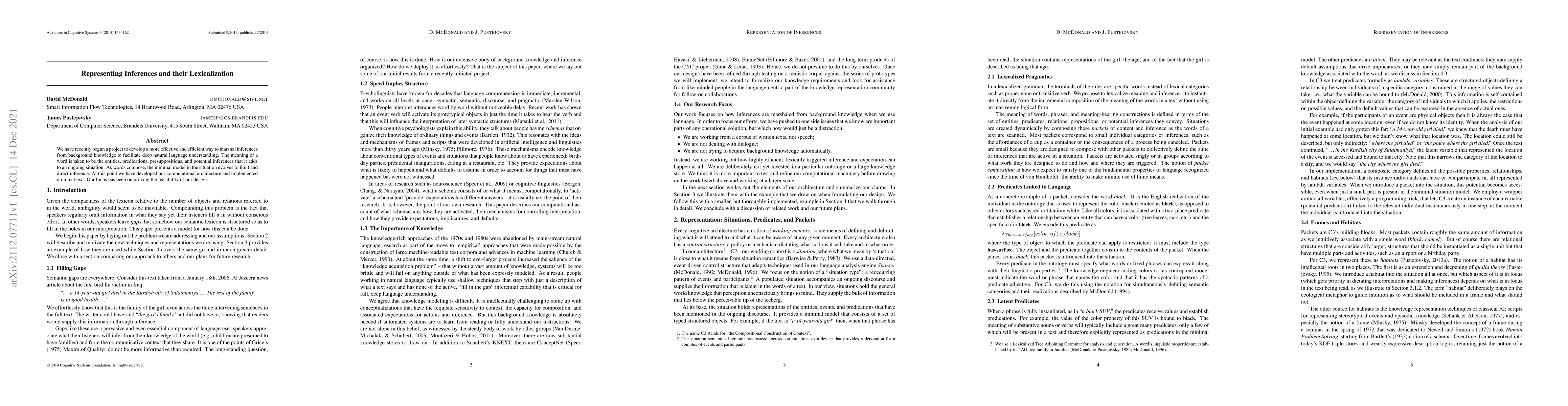 Thumbnail for Representing Inferences and their Lexicalization