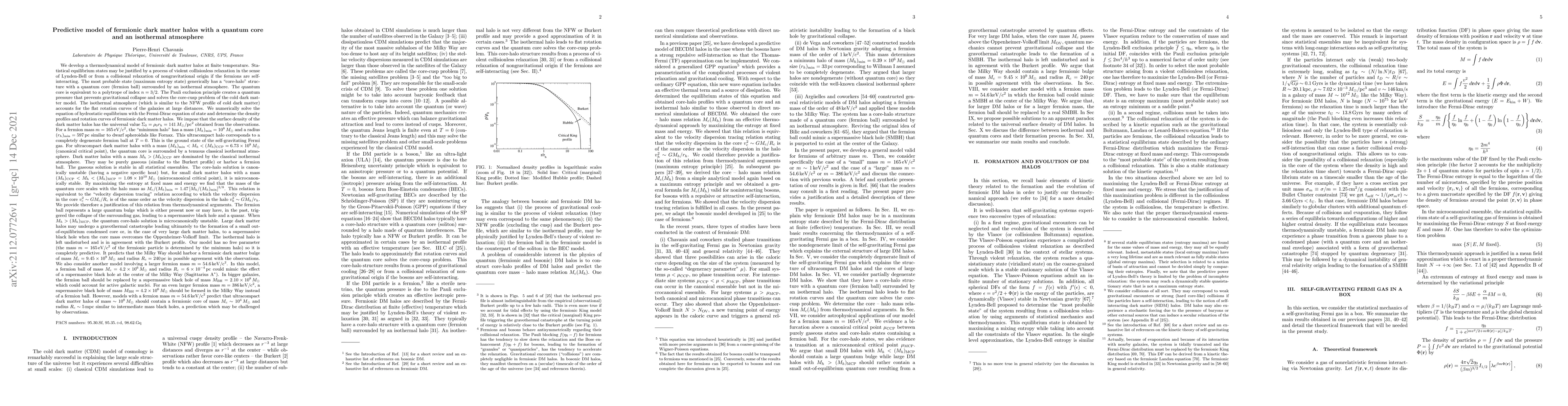 Thumbnail for Predictive model of fermionic dark matter halos with a quantum core and
  an isothermal atmosphere