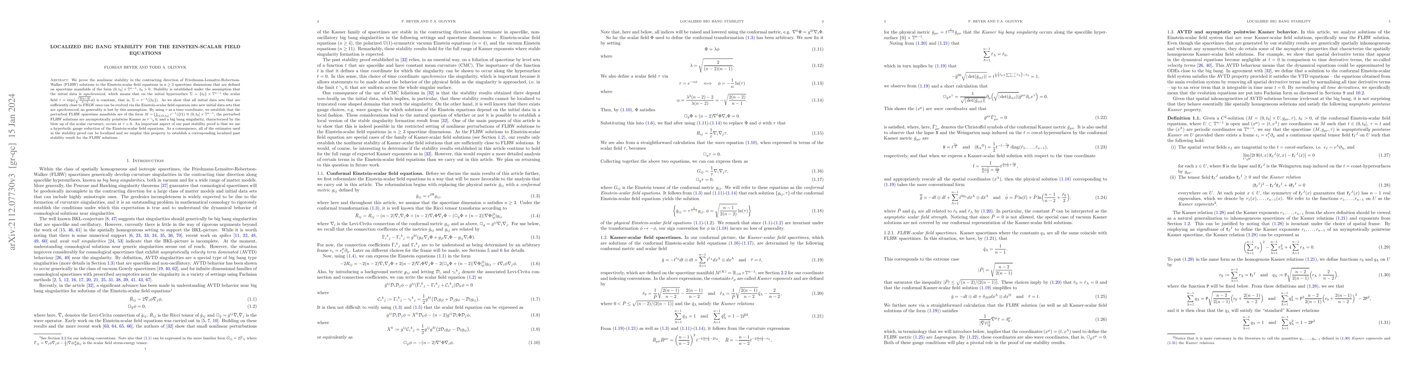 Thumbnail for Localized big bang stability for the Einstein-scalar field equations