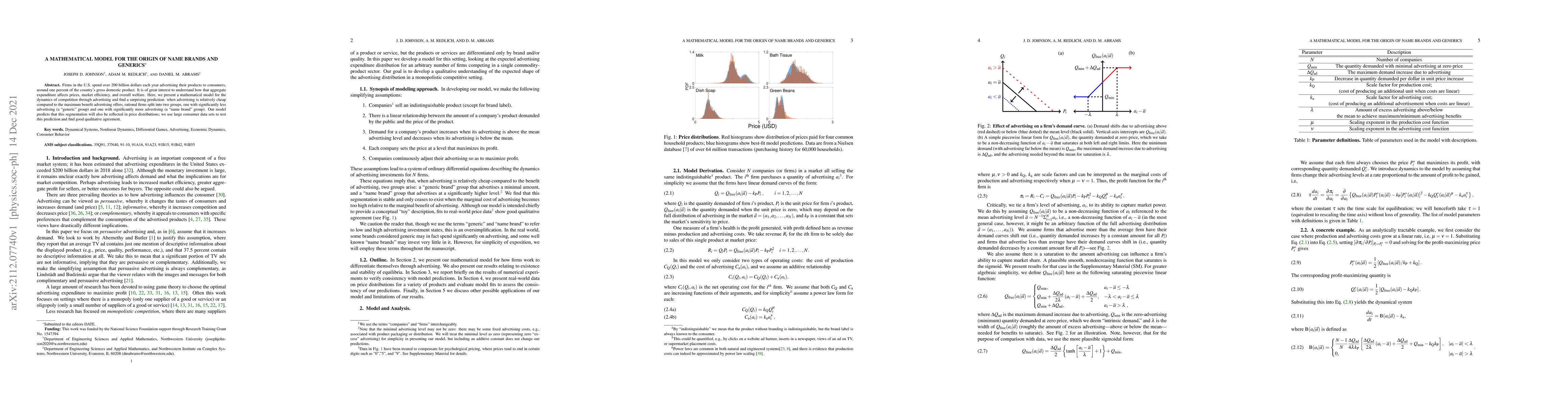 Thumbnail for A Mathematical Model for the Origin of Name Brands and Generics