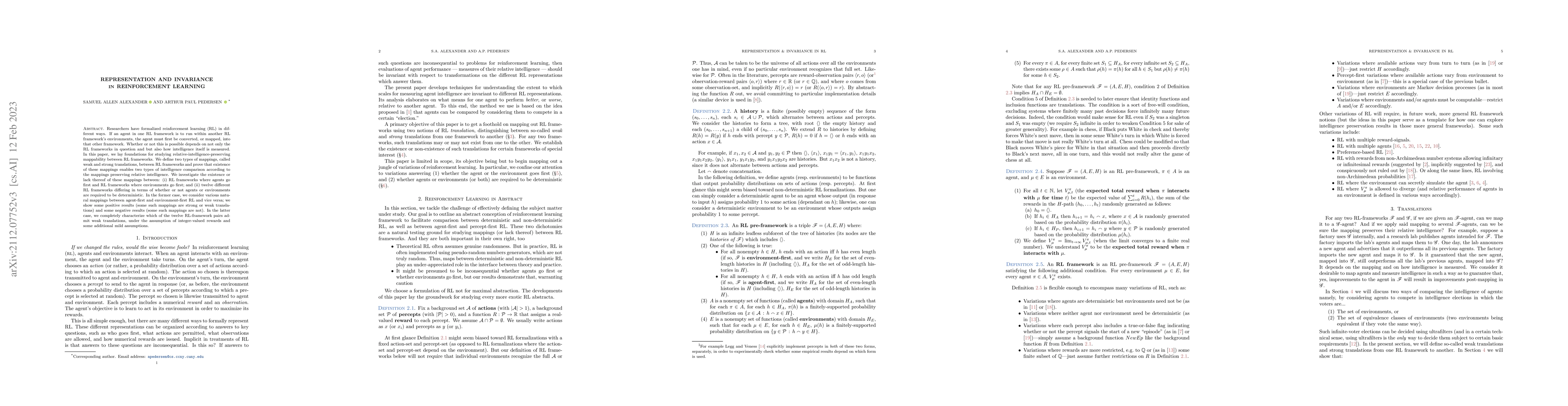 Thumbnail for Representation and Invariance in Reinforcement Learning