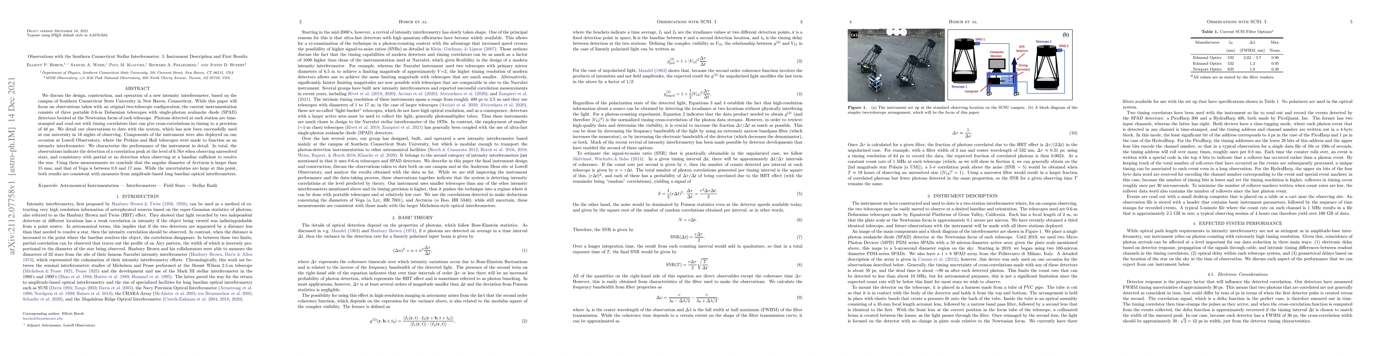 Thumbnail for Observations with the Southern Connecticut Stellar Interferometer. I.
  Instrument Description and First Results