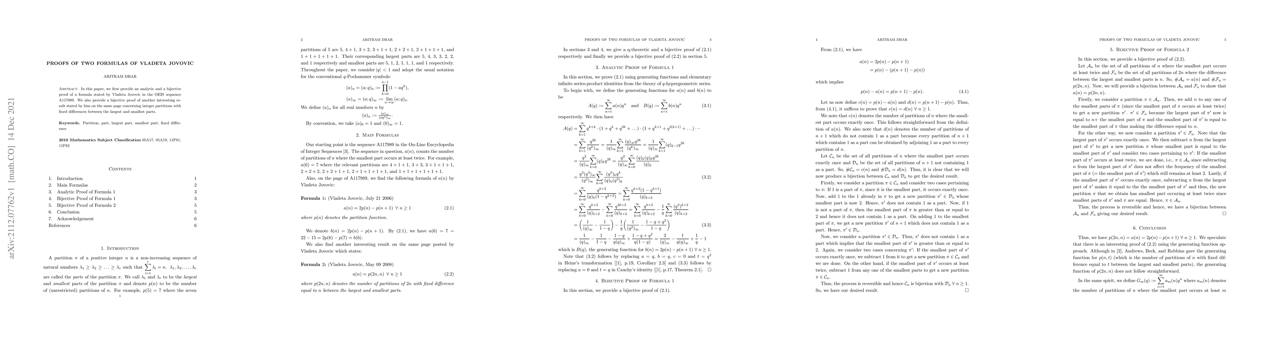 Thumbnail for Proofs of Two Formulas of Vladeta Jovovic