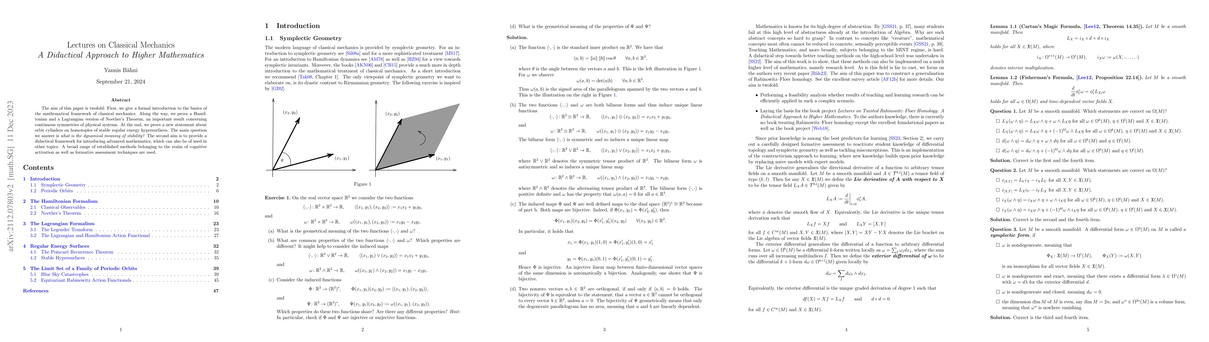 Thumbnail for Lectures on Classical Mechanics -- A Didactical Approach to Higher
  Mathematics