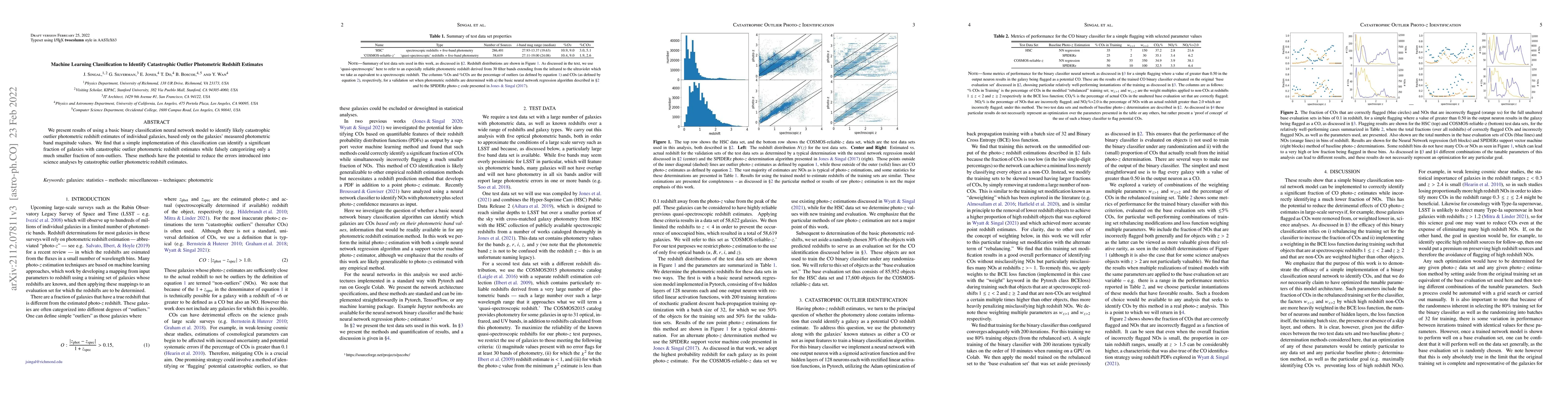 Thumbnail for Machine Learning Classification to Identify Catastrophic Outlier
  Photometric Redshift Estimates
