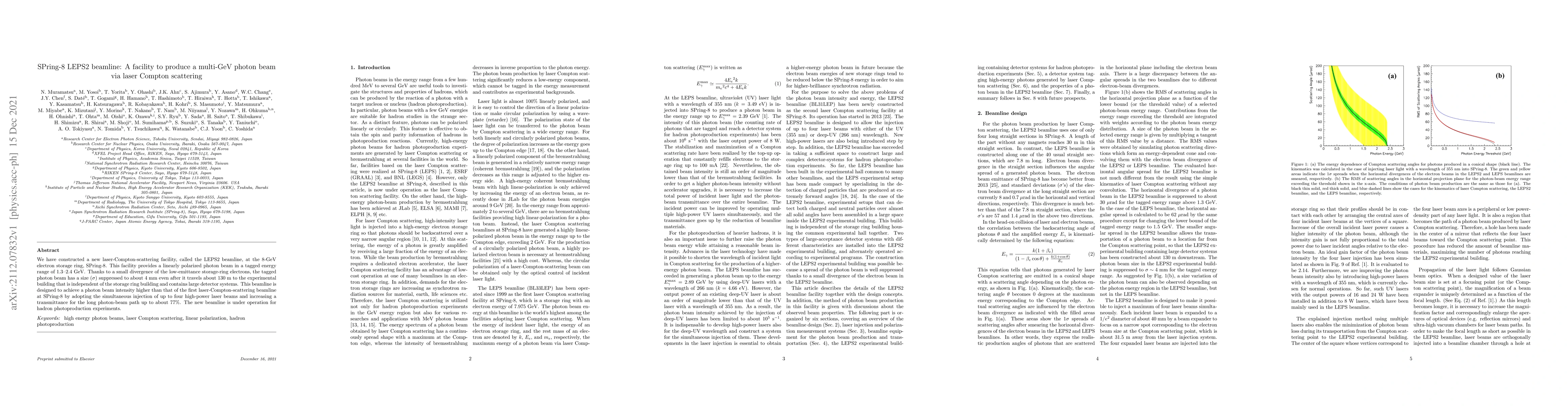 Thumbnail for SPring-8 LEPS2 beamline: A facility to produce a multi-GeV photon beam
  via laser Compton scattering