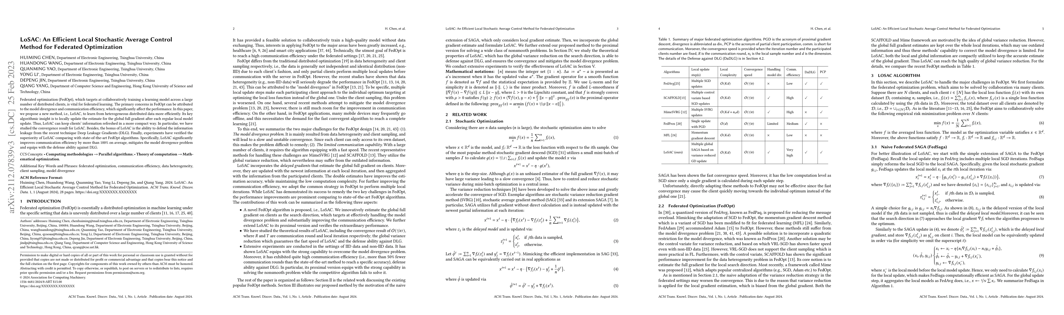 Thumbnail for LoSAC: An Efficient Local Stochastic Average Control Method for
  Federated Optimization