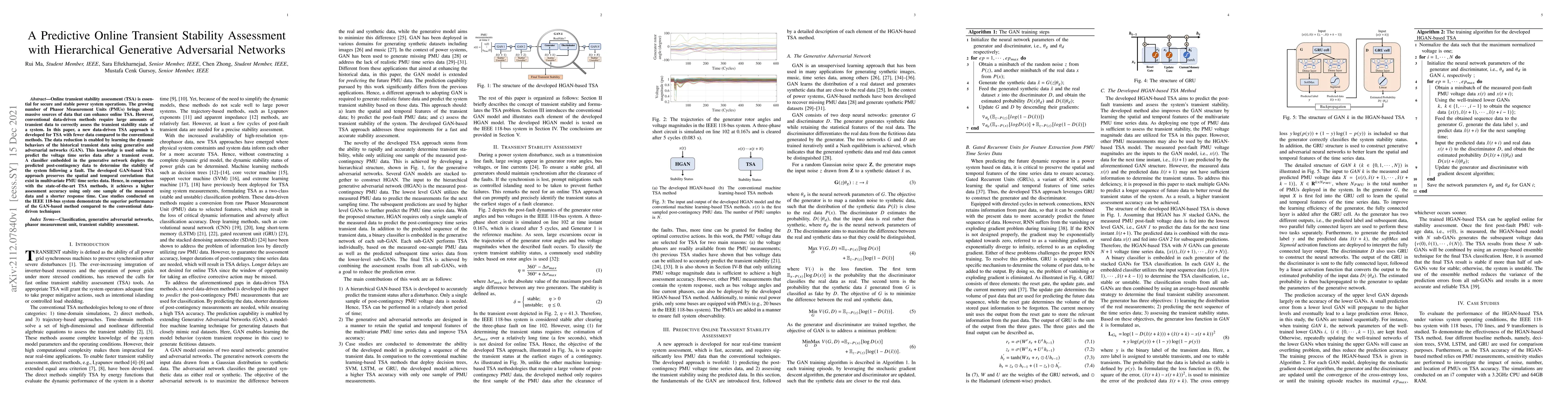Thumbnail for A Predictive Online Transient Stability Assessment with Hierarchical
  Generative Adversarial Networks
