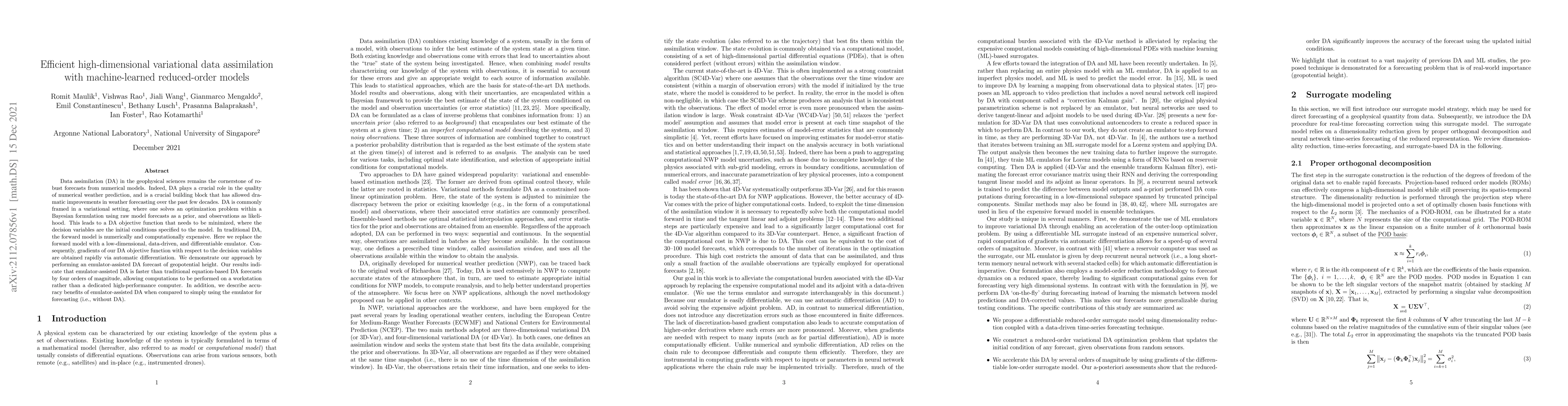 Thumbnail for Efficient high-dimensional variational data assimilation with
  machine-learned reduced-order models