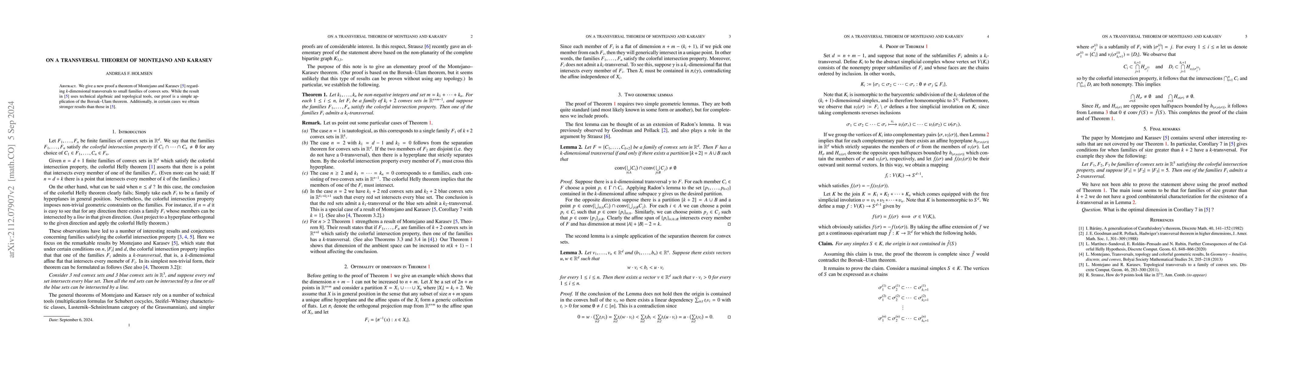 Thumbnail for On a transversal theorem of Montejano and Karasev