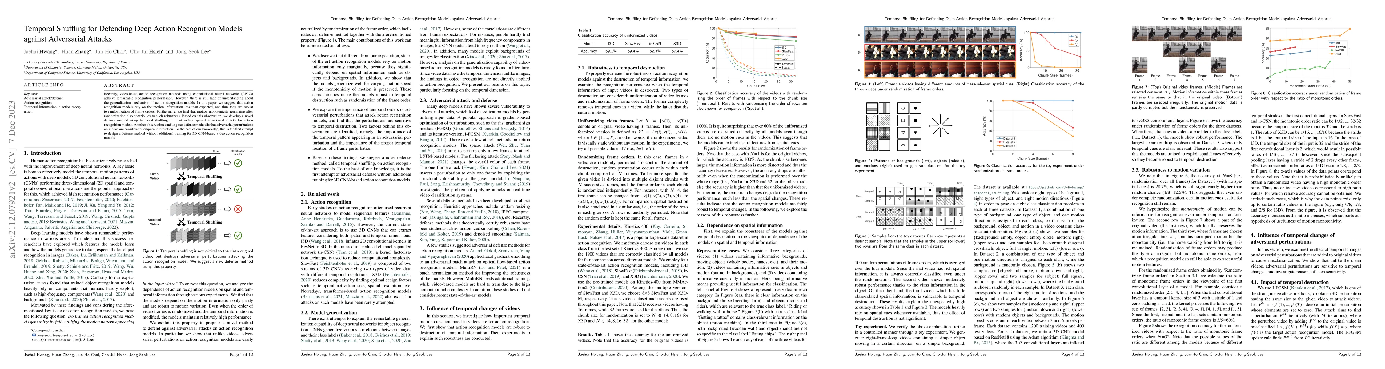 Thumbnail for Temporal Shuffling for Defending Deep Action Recognition Models against
  Adversarial Attacks